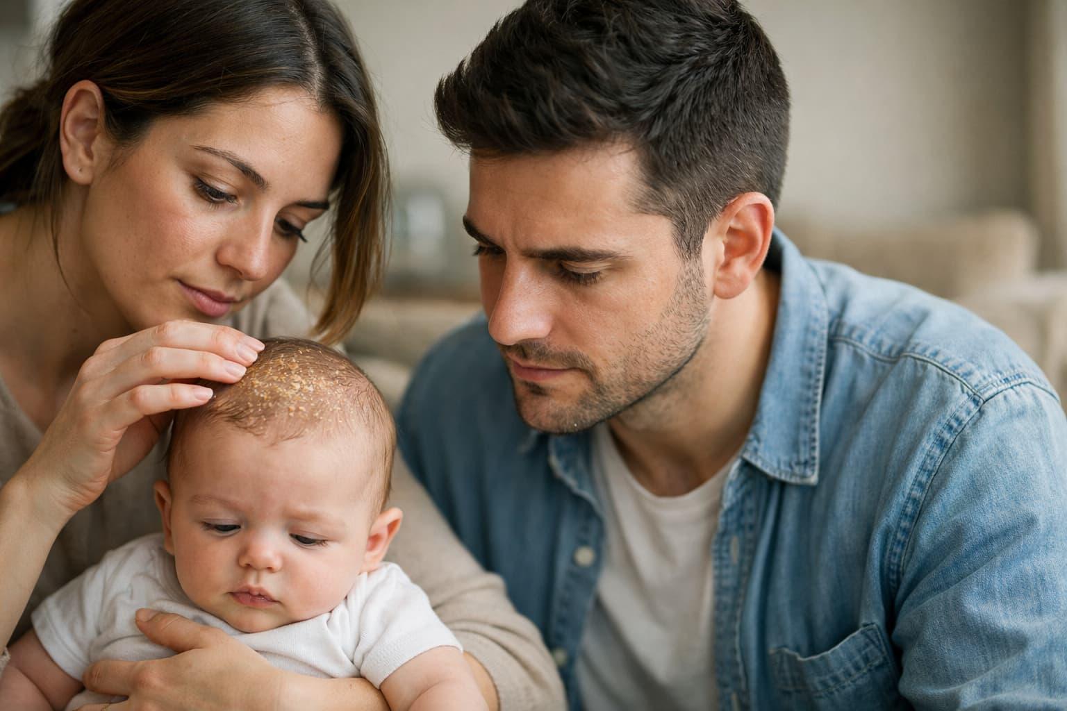 νινίδα στο κεφαλάκι βρέφους - λιπαρά κιτρινωπά λέπια σε τριχωτό κεφαλής
